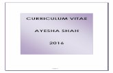 Ayesha Shah Curriculum Vitae 2016