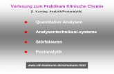 Vorlesung zum Praktikum Klinische Chemie Quantitative Analysen ...
