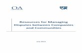 Resources for Managing Disputes between Companies and ...