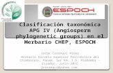 Clasificación taxonómica APG IV (Angiosperm phylogenetic groups) en el Herbario CHEP, ESPOCH