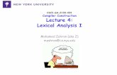 Lecture 4: Lexical Analysis I