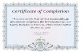 Arvind Sundararajan - PMP Certificate