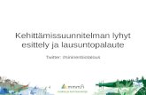 Timo Halonen, MMM: Suunnitelman esittely ja lausuntopalaute