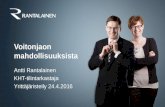 Suomen suurin yrittäjäristeily 23.–24.4.2016 Rantalainen: Voitonjaon mahdollisuudet,