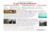 Invitasjon til Lyrikkaften med Boklansering ved Ostre Toten folkebibliotek