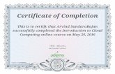 Arvind Sundararajan - Cloud Certificate