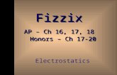 Fizzix AP – Ch 16, 17, 18 Honors – Ch 17-20 Electrostatics.