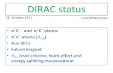 DIRAC status  + K ‒ - and  ‒ K + -atoms  +  ‒ -atoms (   ) Run 2011 Future magnet   level scheme, Stark effect and energy splitting measurement.