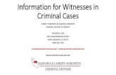 Information for witnesses in criminal cases