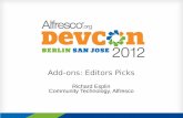 Add-ons: Editors Picks - 开放文档 - Free and Open ...docs.huihoo.com/alfresco/devcon/2012/alfresco-addons-editors-picks… · Add-ons: Editors Picks Richard Esplin Community Technology,