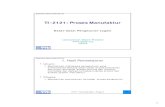 TI-2121: Proses Manufaktur · PDF file• Pengecoran adalah proses penuangan logam lebur ke dalam cetakan, kemudian mengeras sesuai dengan bentuk rongga cetakan ... Pabrik pengecoran