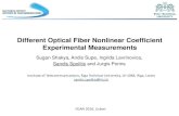 Different Optical Fiber Nonlinear Coefficient Experimental ... · PDF fileDifferent Optical Fiber Nonlinear Coefficient Experimental Measurements Sugan Shakya, ... research to measure