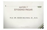 MATERI 7 - Efisiensi Pasar.ppt - Selamat Datang · PDF fileKLASIFIKASI BENTUK PASAR YANG EFISIEN Fama (1970), mengklasifikasikan bentuk pasar yang efisien ke dalam tiga efficient market