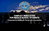 conflict resolution for middle school students - MFLC · PDF fileCONFLICT RESOLUTION FOR MIDDLE SCHOOL STUDENTS Presented by Military & Family Life Counselors