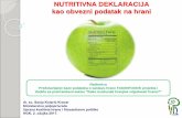 NUTRITIVNA DEKLARACIJA kao obvezni podatak na hrani · PDF fileBjelančevine 50 g Sol 6 g. Navođenje hranjivih vrijednosti hrane ako su energetska vrijednost ili količina hranjivih