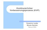Kontinuierlicher Verbesserungsprozess (KVP) · PDF fileGliederung Einleitung Ursprung der KVP- Idee Ziele und Aufgaben von KVP Denkweisen Eliminierung von Verschwendungen KVP-Teams