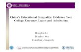 China’s Educational Inequality: Evidence from College ... · PDF file3 China’s Education System ... • Exam takers: high school name, location, hukou, ... Not Admitted 0 1960199