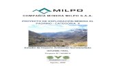 COMPAÑÍA MINERA MILPO S.A.A. · PDF fileINFORME FINAL Proyecto Nº 1A048016 Agosto, 2009 . ... perforación diamantina (2 subterráneas), una galería de 700 m, 6.95 km de nuevos