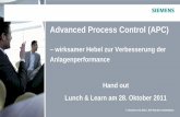Advanced Process Control (APC) - w3.siemens.comw3.siemens.com/mcms/engineering-consulting/Documents/Flyer_de/AP… · Advanced Process Control (APC) – wirksamer Hebel zur Verbesserung