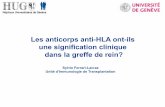Les anticorps anti-HLA ont-ils une signification clinique ... · PDF fileSylvie Ferrari-Lacraz Unité d’Immunologie de Transplantation Les anticorps anti-HLA ont-ils une signification