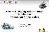 BIM Building Information Modeling - · PDF fileOnline proje yönetimi imkanları sayesinde verimliliğin artması 3B görselletirme imkanları ve, 2B ve 3B bilgilerin entegre çalımas