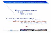 PROGRAMMES DES ÉTUDES - e3dmrs.free.fre3dmrs.free.fr/data/programme_me.pdf · Mécanique des fluides parfaits ... - Ondes mécaniques et vibrations (corde, ... - Exercices de prononciation.