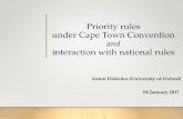 Priority rules under Cape Town Convention and interaction ... · PDF fileCape Town Convention at a glance •Provides for the creation of international interests in certain categories