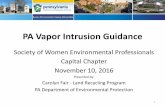 PA Vapor Intrusion Guidance - SWEP Capital Chapter Vapor Intrusion Guidance Society of Women Environmental Professionals Capital Chapter November 10, 2016 Presented by: Carolyn Fair