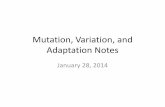 Mutation, Variation, and Adaptation Notes - Weeblyocanas7thscience.weebly.com/uploads/1/2/0/5/12053642/mutation... · Mutation, Variation, and Adaptation Notes January 28, 2014. Key