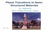 Phase Transitions in Nanostructured Materials 2/Day-2/Dr_Salamat_Ali_NCP... · • First-order phase transitions exhibit a discontinuity in the ... phase transitions in bulk materials