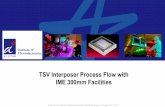 TSV Interposer Process Flow with IME 300mm Facilities Fabrication Flow_TSV_BEOL... · TSV formation BEOL RDL ... •BEOL and RDL process Thick Cu damascene process Fine line PR patterning