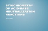 STOICHIOMETRY OF ACID-BASE NEUTRALIZATION - · PDF file•Remember, an acid-base neutralization reaction is a special type of double replacement reaction in which an Arrhenius acid