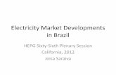 Electricity Market Developments in Brazil · PDF fileElectricity Market Developments in Brazil HEPG Sixty-Sixth Plenary Session California, 2012 . Joisa Saraiva