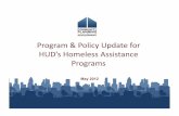 Program & Policy Update for HUD’s Homeless …wliha.org/sites/default/files/C2 2012 Homeless Conference...HUD’s Homeless Assistance Programs ... HMIS mandatory • Requires ...