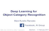 Deep Learning for Object Category Recognitioncvgl.stanford.edu/teaching/cs231a_winter1314/lectures/lecture... · Deep Learning VS Shallow Learning ... Neural Net Sparse Coding Deep