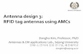 Antenna design 3: RFID tag antennas using AMCs tag antennas...Antenna design 3: RFID tag antennas using AMCs Dongho Kim, Professor, Ph/D Antennas & EM applications Lab., Sejong University.