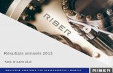 Résultats annuels 2013 - riber.com · Riber – Avril 2014 Chemical Vapor Deposition (CVD) Physical Vapor Deposition (PVD) MOCVD ALD MBE SPUTTERING Description Principaux acteurs