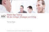 Mobile App Testing - Mit der richtigen Strategie zum Erfolg · Agenda • Herausforderungen im Mobile App Testing • Wichtige Fragen zu Beginn eine Mobile App Projekts • Testumgebungen