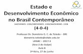 Estado e Desenvolvimento Econômico no Brasil … Marcos Cordeiro (2010) “Cap. 4.6: O plano de metas”,p. 131-138. 5 Juscelino Kubitschek e o Plano de Metas (I) Governo Café Filho