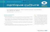 Rapport Optique culture, no. 48 - stat.gouv.qc.ca · optique culture numéro 48 mai 2016 PATRIMOINE, INSTITUTIONS MUSÉALES ET ARCHIVES L’ Observatoire de la culture et des communications