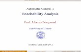 Automatic Control 1 - Reachability Analysiscse.lab.imtlucca.it/~bemporad/teaching/ac/pdf/05a-reachability.pdf · Lecture: Reachability Analysis Automatic Control 1 Reachability Analysis