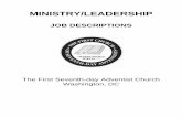 MINISTRY/LEADERSHIP - The First Church of Seventh-day ...firstsdachurch.org/ministries/Ministry Descriptions and... · ministry/job descriptions of the duties and responsibilities