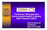 Contractor Management Environment Health & Safety Best ... · Contractor Management Environment Health & Safety Best Practice (2007) 2 ... EHS Best Practice ... 2007 Contractor Managment
