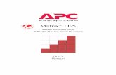 Matrix UPS - - APC USA„¢ UPS Models 3000 and 5000 208/220–240 Vac, 50/60 Hz version User™s Manual