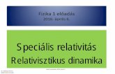 Fizika 1 előadás - fizipedia.bme.hufizipedia.bme.hu/images/e/e6/Relativisztikus_dinamika_20160406.pdf · Fizika 1 előadás 2016. április 6. Speciális relativitás . Relativisztikus