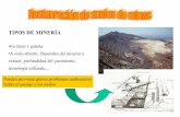 TIPOS DE MINERÍA problema de la minería metálica. •Generación de metales en las escombreras. •Creación de un medio ácido por los sulfuros. •Aumenta la movilidad de los