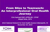 From Silos to Teamwork: An Interprofesional Oral Health Journey ·  · 2015-12-01From Silos to Teamwork: An Interprofesional Oral Health Journey Erin Hartnett DNP, APRN-BC, ... •Behavior