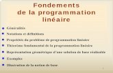 Fondements de la programmation linéaire - ift.ulaval.cadupuis/Optimisation lineaire et applications... · 3 Notations et définitions Le problème général de programmation linéaire