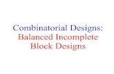 Combinatorial Designs: Balanced Incomplete Block Designswcherowi/courses/m7409/Blockdesigns.pdf · Combinatorial Designs: Balanced Incomplete Block Designs. Designs The theory of