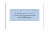 New York State Prequalification System for Contract York State Prequalification System for Grants Contract Vendors A Resource Manual and User’s Guide For Not‐for‐profit Vendors